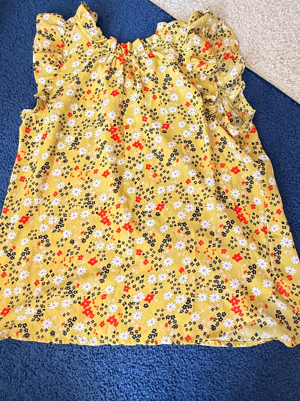 LOFT Yellow Floral Ruffle Tank Top